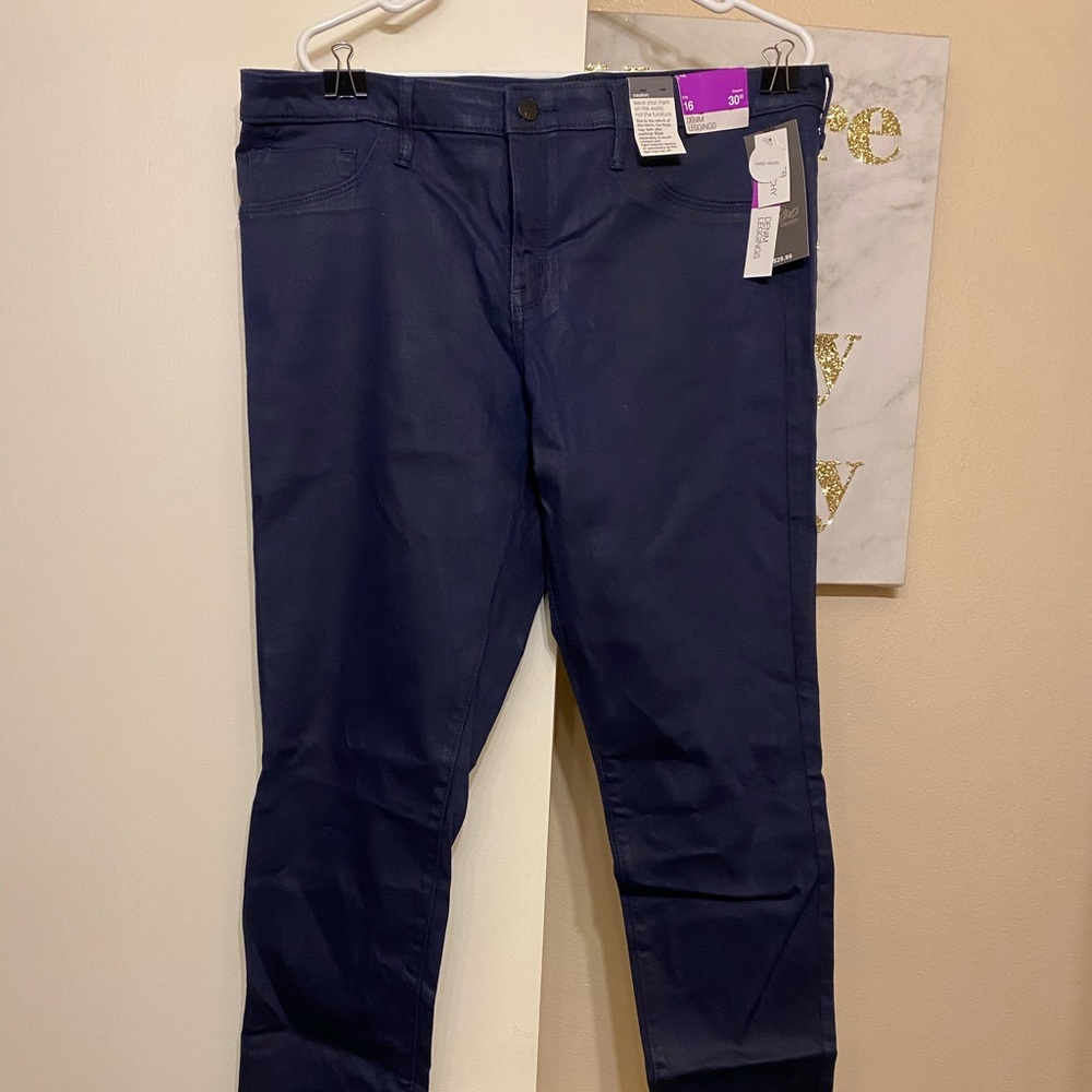 NWT Mossimo Denim Stretch Leggings Women’s 16 in Shimmering Navy Blue